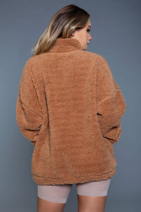 BeWicked Oversized Borg Jacket in Brown 