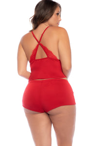 Mapale Pajama Set with Criss Cross Back in Red 