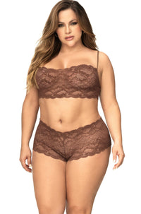 Mapale Panty and Top Lace Set in Brown  from SexyShoes.com