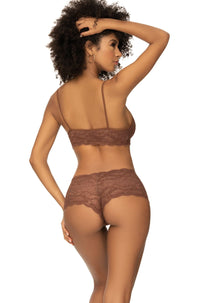 Mapale Panty and Top Lace Set in Brown 