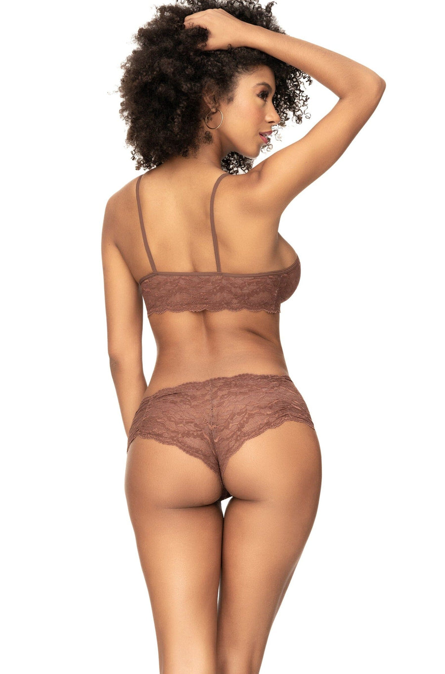 Mapale Panty and Top Lace Set in Brown 