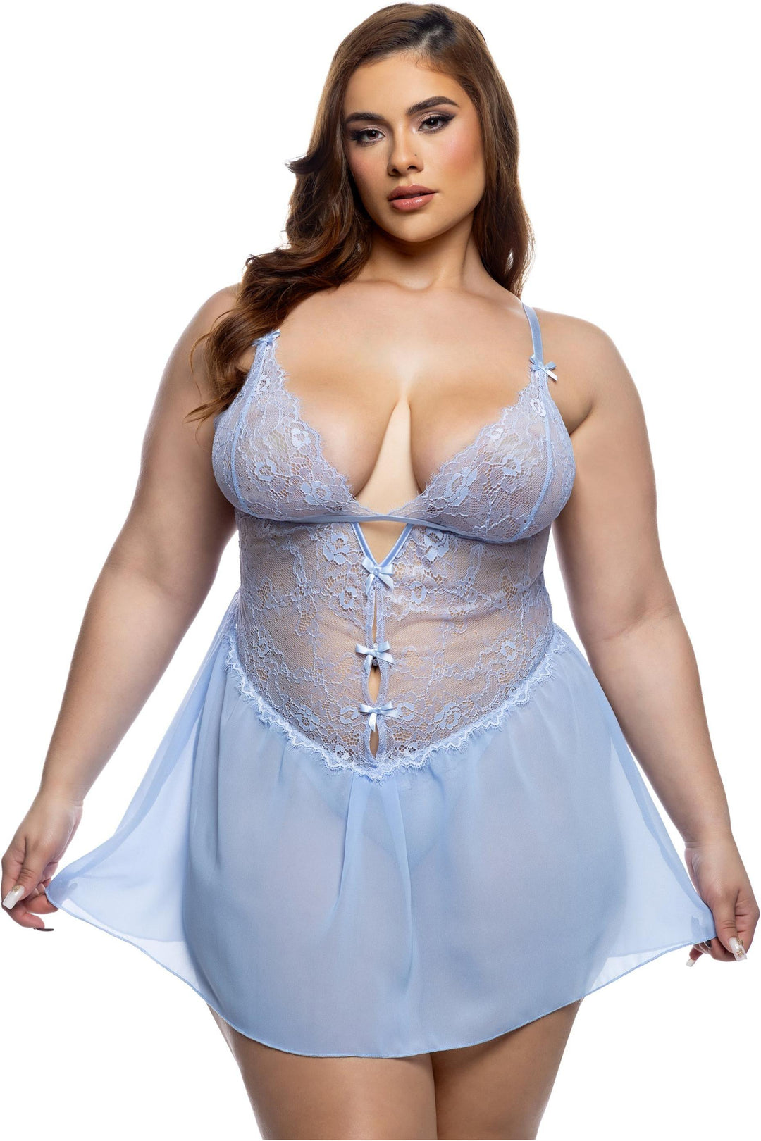 Roma Confidential Paradise Dream Babydoll 2pc Set in Blue  from SexyShoes.com