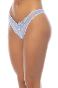 Pearl Accent Crotchless Thong | Blue-Panties-SEXYSHOES.COM