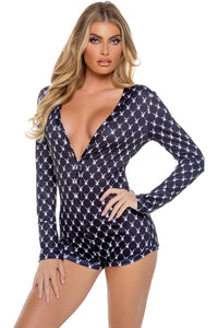 Roma Confidential Playboy Bunny Cozy Lounge Romper in Black  from SexyShoes.com