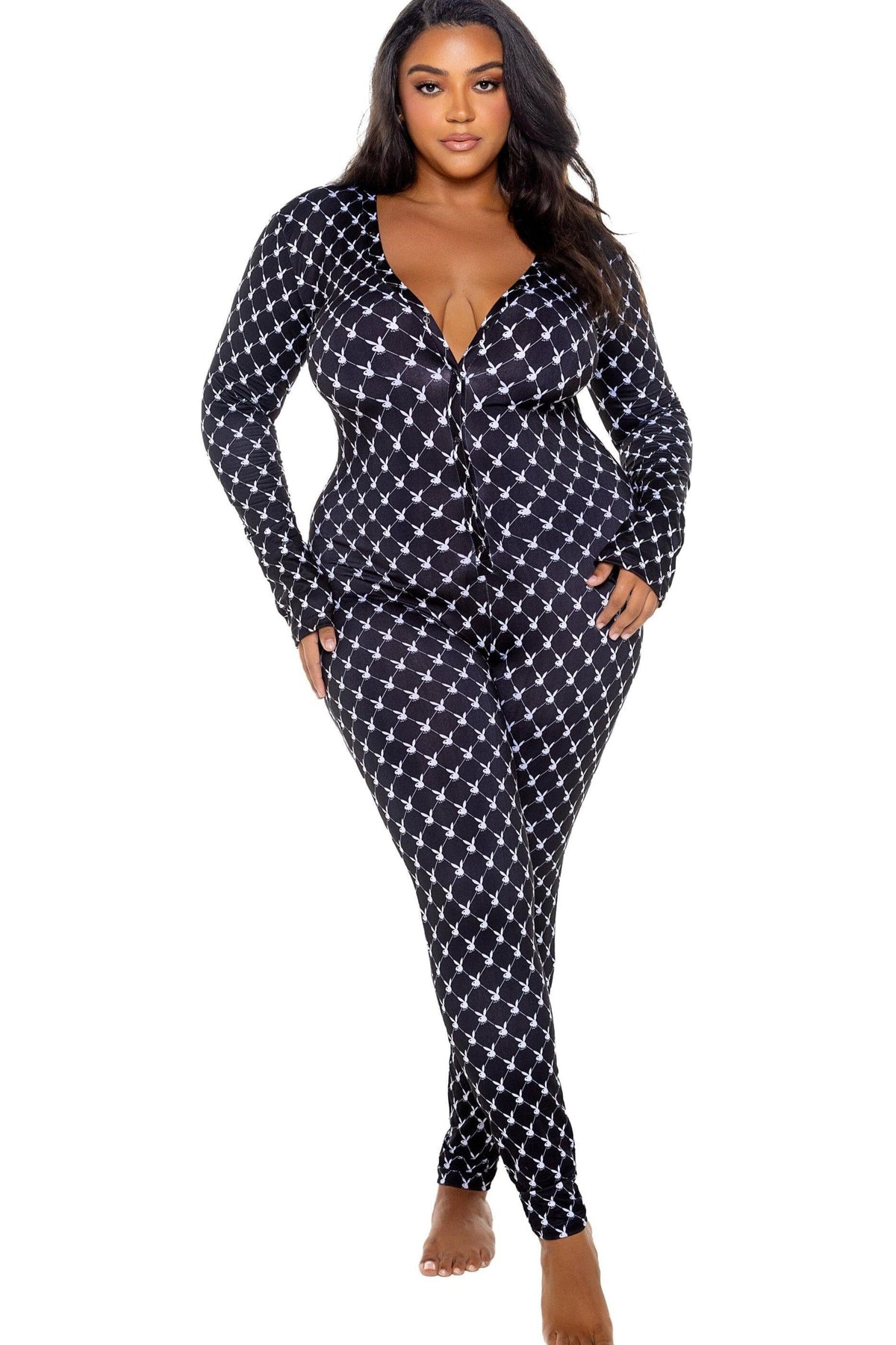 Roma Confidential Black Playboy Bunny Cozy Lounge Union Suit SEXYSHOES.COM Roma Confidential Black Playboy Bunny Cozy Lounge Union Suit SEXYSHOES.COM