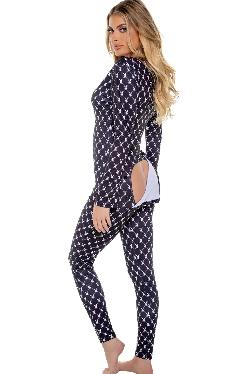 Roma Confidential Playboy Bunny Cozy Lounge Union Suit in Black 