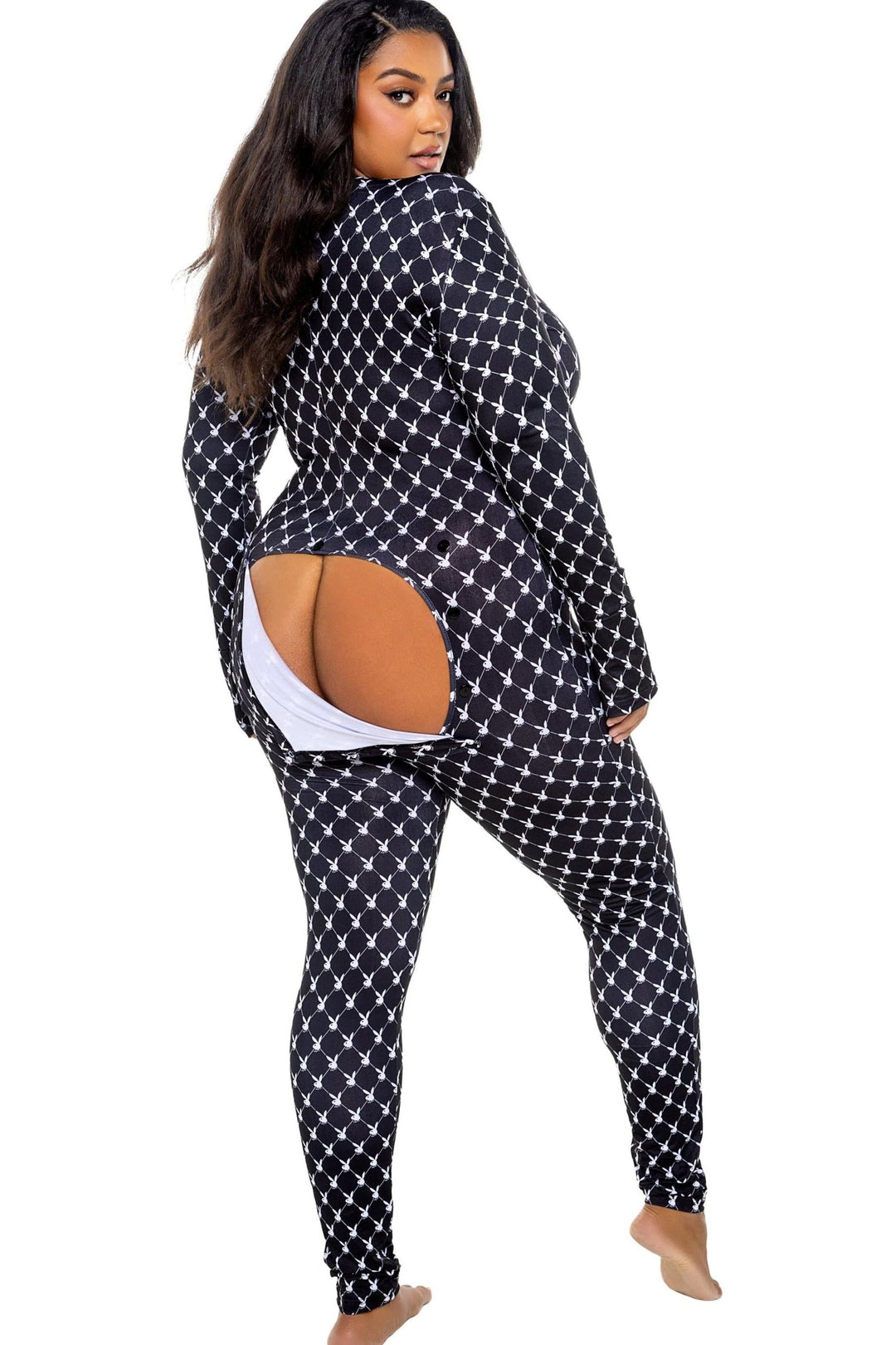 Roma Confidential Playboy Bunny Cozy Lounge Union Suit in Black 