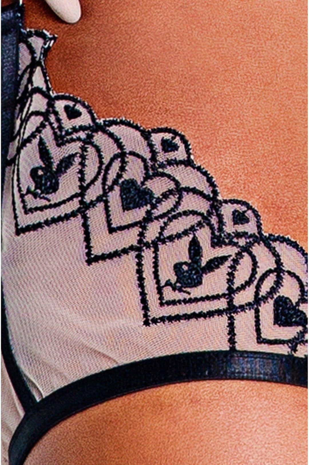 Roma Confidential Playboy Bunny Kiss 3 Piece Chaps Set in Black 