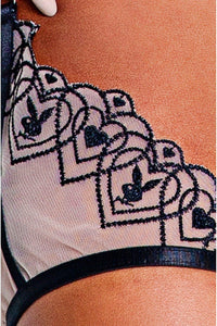 Roma Confidential Playboy Bunny Kiss 3 Piece Chaps Set in Black 