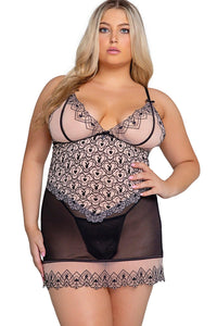Roma Confidential Playboy Bunny Kiss Babydoll 2 Piece Set in Black 