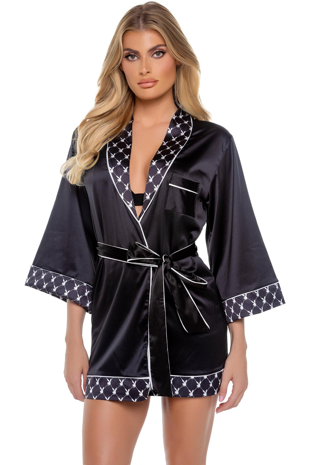 Roma Confidential Playboy Bunny Smoke Lounge Robe in Black  from SexyShoes.com