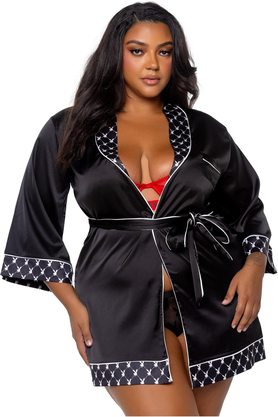 Roma Confidential Playboy Bunny Smoke Lounge Robe in Black  from SexyShoes.com