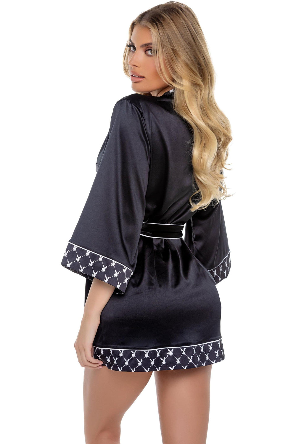 Playboy Bunny Smoke Lounge Robe-Gowns + Robes-SEXYSHOES.COM