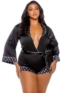 Roma Confidential Playboy Bunny Smoke Lounge Romper in Black  from SexyShoes.com