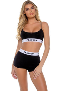 Playboy Bunny Sport Lounge Bralette 2pc Set-Lingerie Sets-SEXYSHOES.COM
