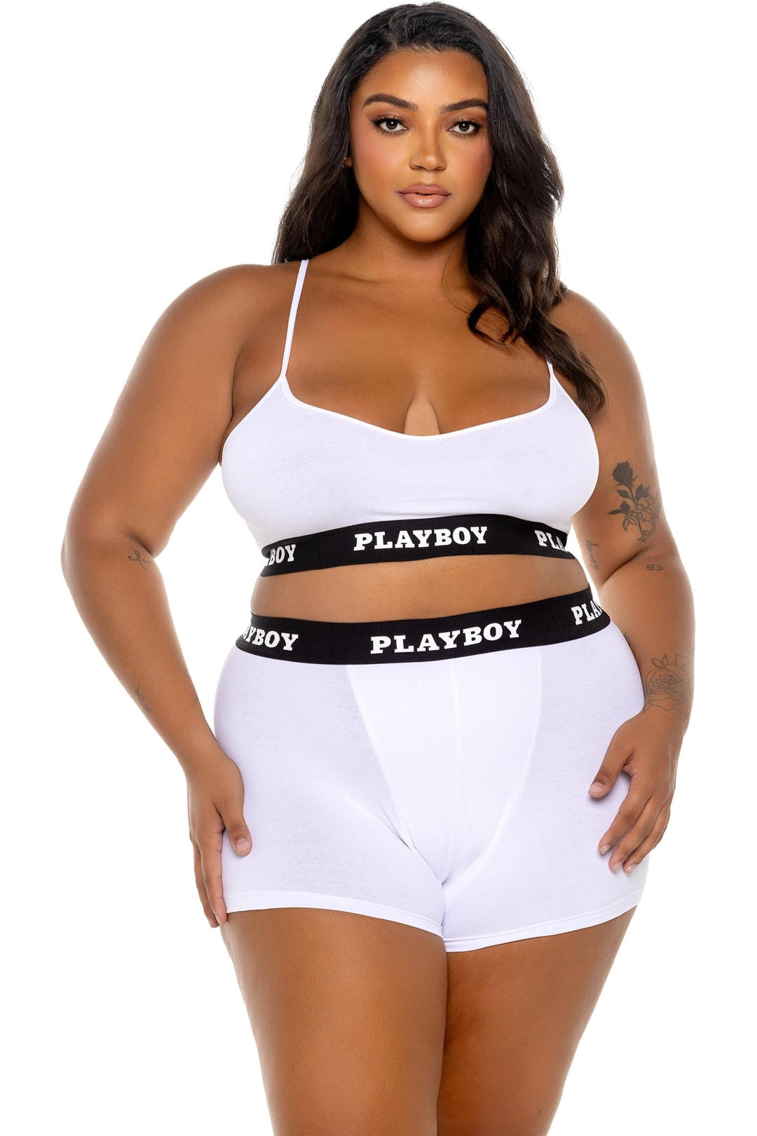Roma Confidential Playboy Bunny Sport Lounge Bralette 2pc Set in White  from SexyShoes.com