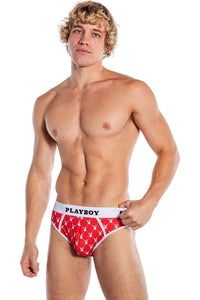 Roma Confidential Playboy Mens Argyle Briefs in Red  from SexyShoes.com