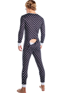 Roma Confidential Playboy Mens Bunny Cozy Lounge Union Suit in Black 