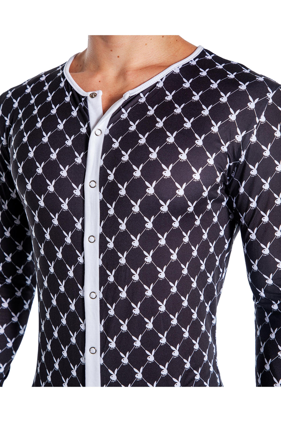 Roma Confidential Playboy Mens Bunny Cozy Lounge Union Suit in Black 