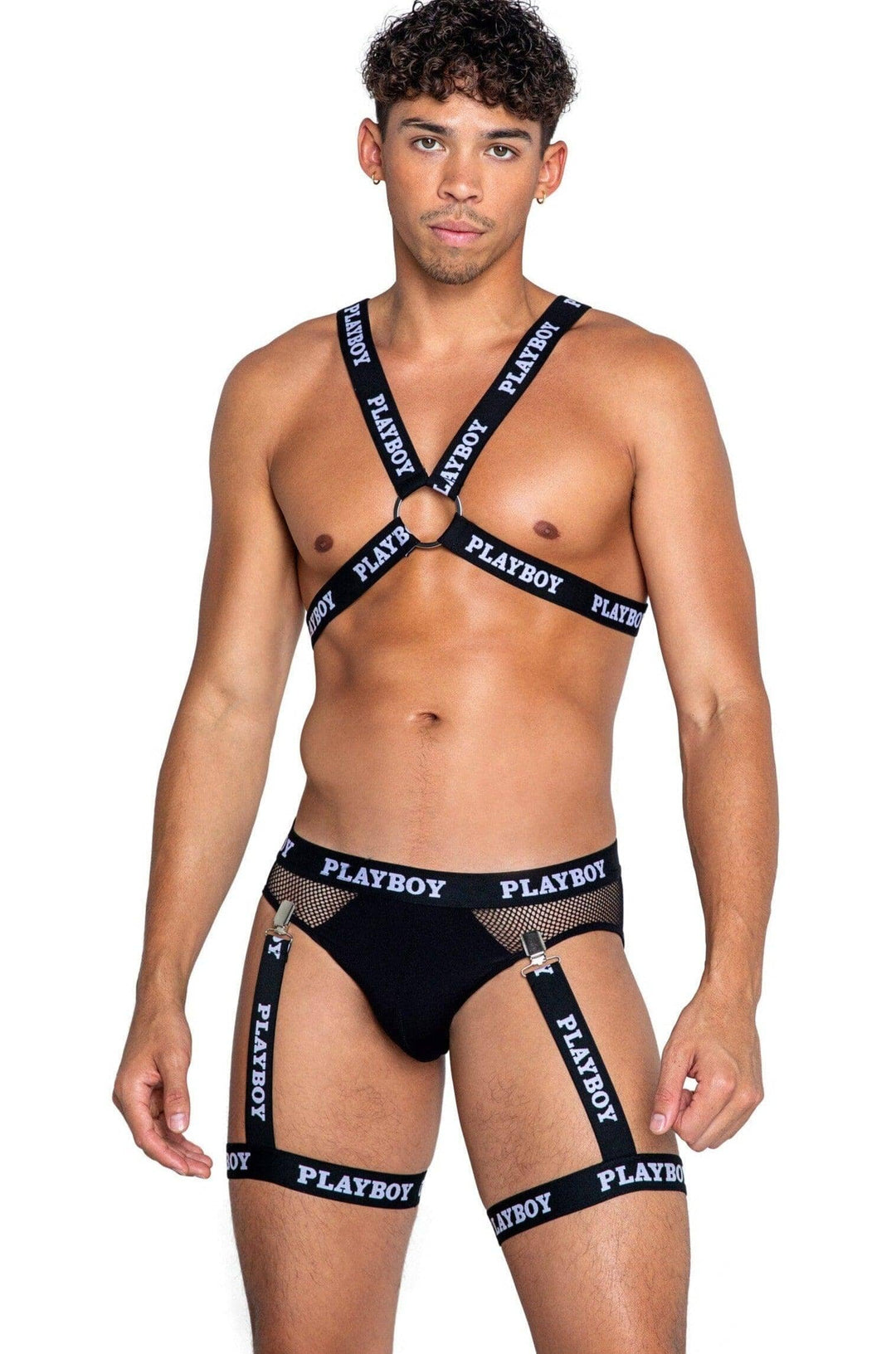 Roma Confidential Playboy Mens Dark Room Suspender Set in Black  from SexyShoes.com