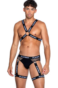 Roma Confidential Playboy Mens Dark Room Suspender Set in Black  from SexyShoes.com