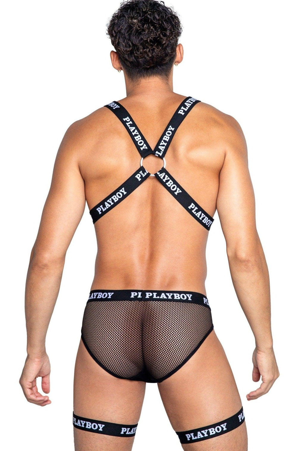 Roma Confidential Playboy Mens Dark Room Suspender Set in Black 