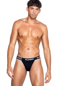 Roma Confidential Playboy Mens Modal Gym Thong in Black  from SexyShoes.com