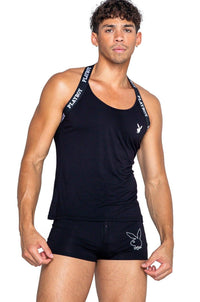 Roma Confidential Playboy Mens Tuxedo Modal Tank in Black  from SexyShoes.com