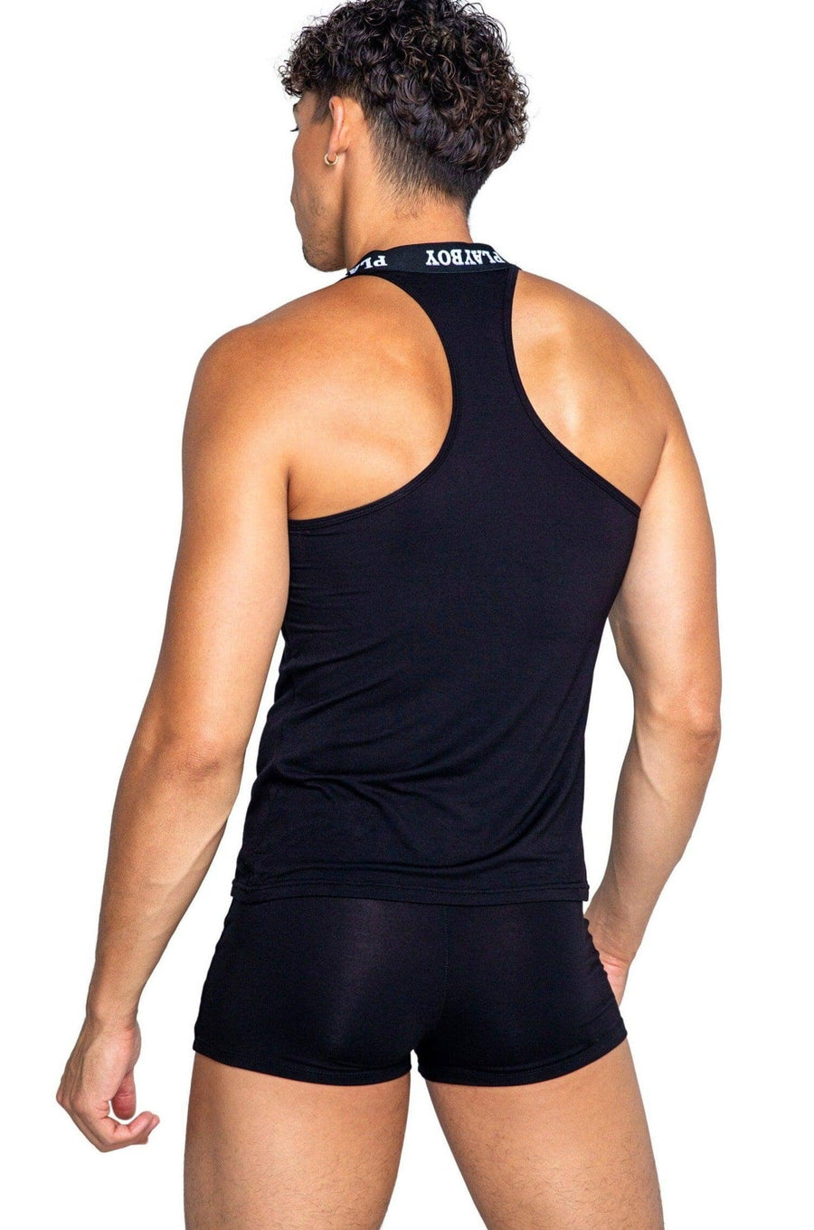 Roma Confidential Playboy Mens Tuxedo Modal Tank in Black 