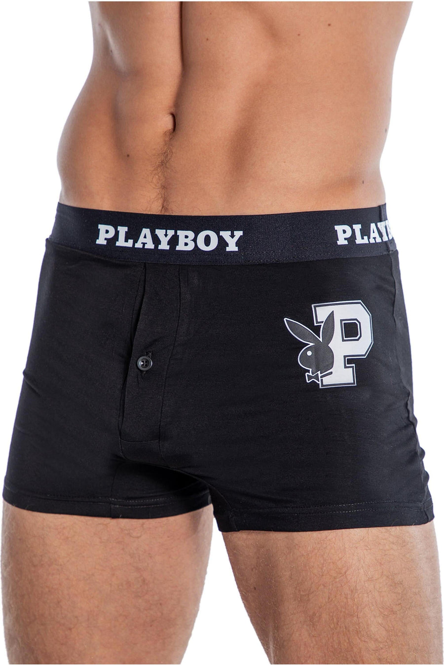 Roma Confidential Playboy Mens Varsity Modal Boxer Briefs in Black 