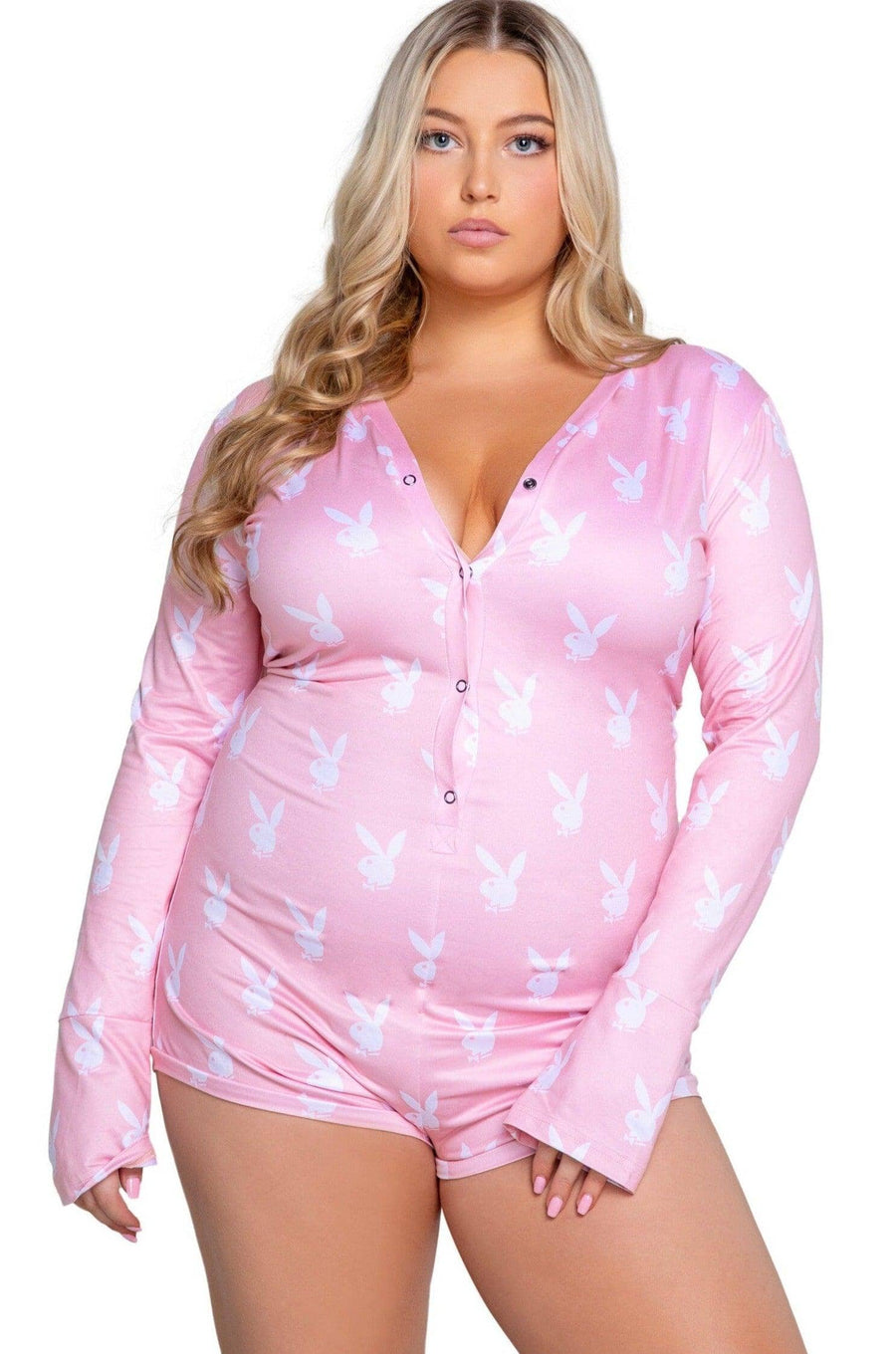 Roma Confidential Playboy Slumber Bunny Romper in Pink 