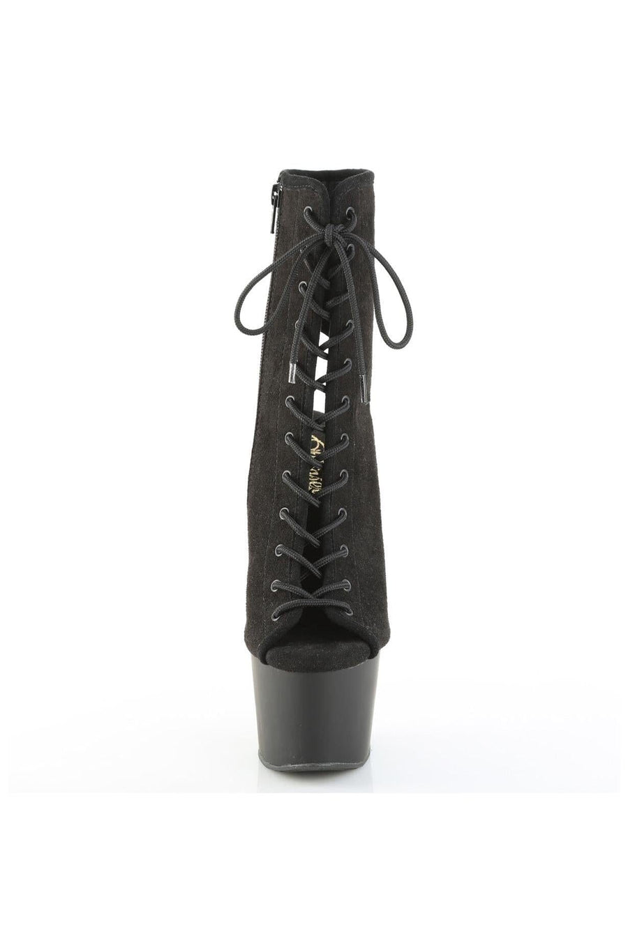 Pleaser  ADORE-1016 Ankle Boot in Black Faux Suede