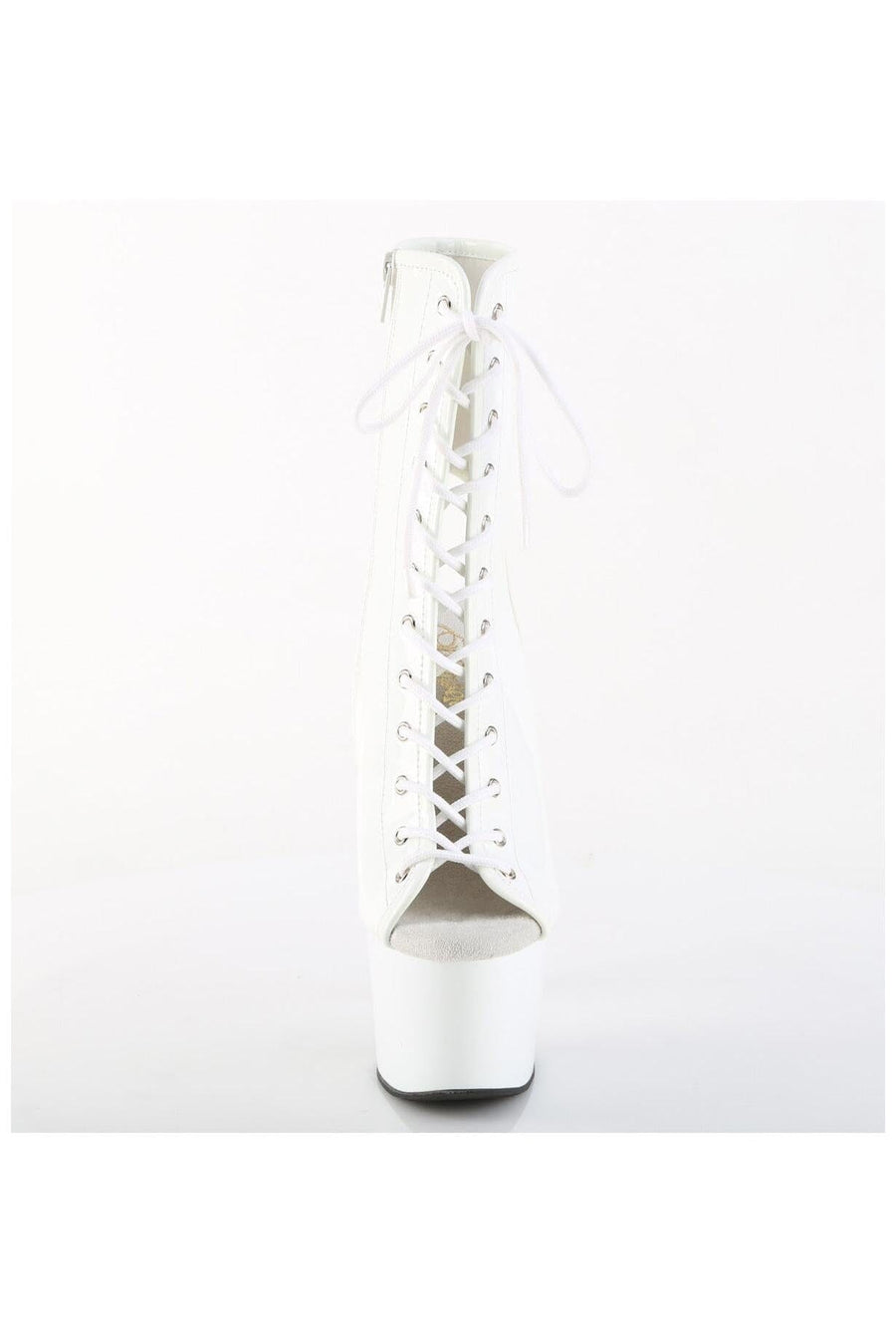 Pleaser  ADORE-1016 Ankle Boot in White Patent