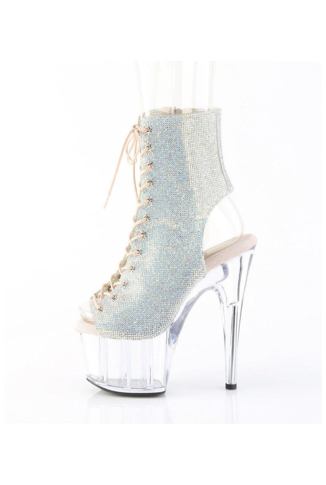 Pleaser  ADORE-1016C-RS Ankle Boot in Silver Faux Leather