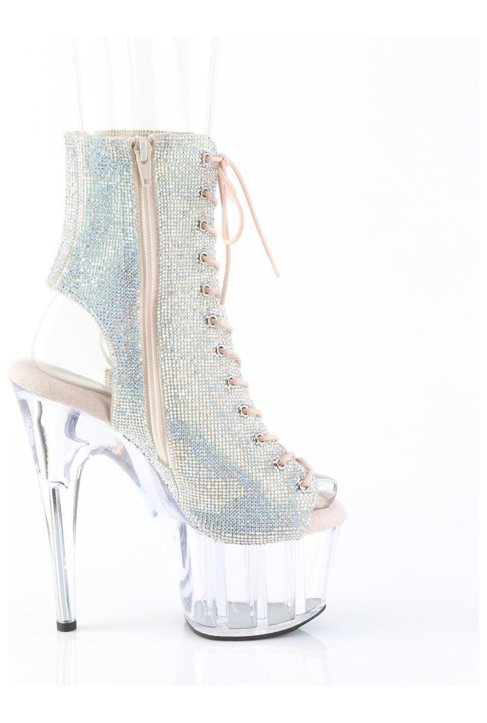 Pleaser  ADORE-1016C-RS Ankle Boot in Silver Faux Leather