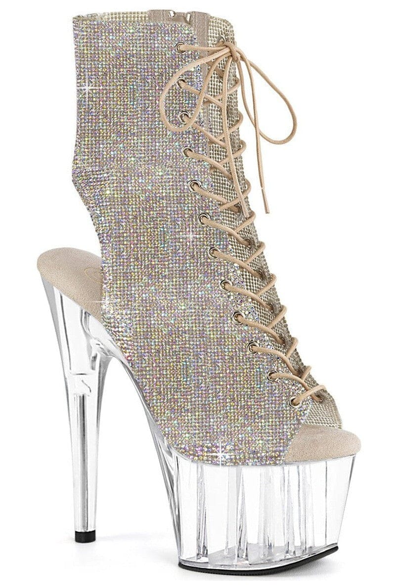 Pleaser  ADORE-1016C-RS Ankle Boot in Silver Faux Leather from SexyShoes.com