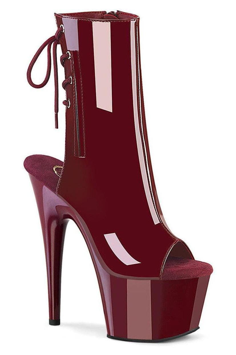 Pleaser  ADORE-1018 Ankle Boot in Burgundy Patent from SexyShoes.com