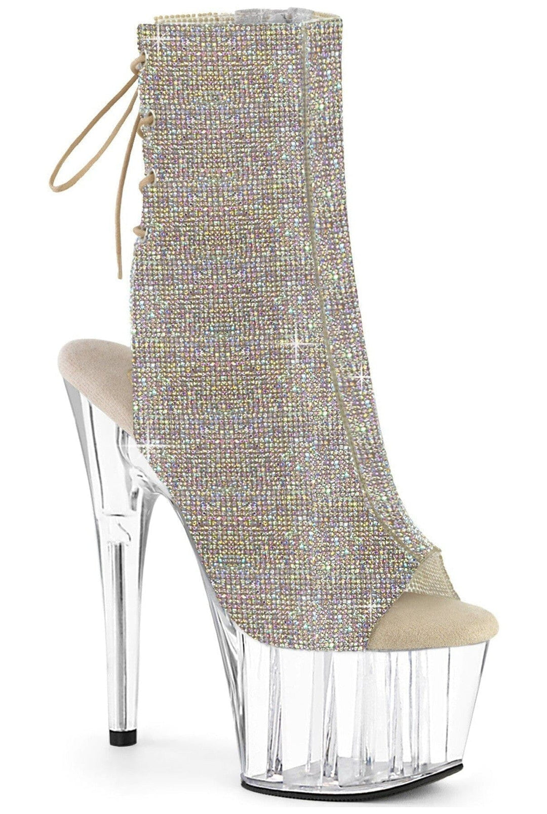 Pleaser  ADORE-1018C-RS Ankle Boot in Silver Faux Leather from SexyShoes.com