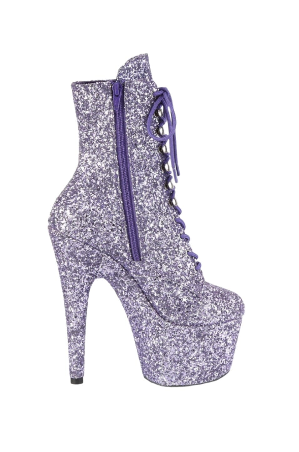 Pleaser  ADORE-1020GWR Ankle Boot in Purple Glitter