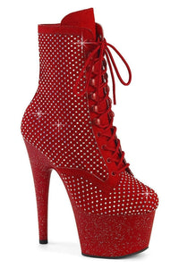 Pleaser  ADORE-1020RM Ankle Boot in Red Faux Suede from SexyShoes.com
