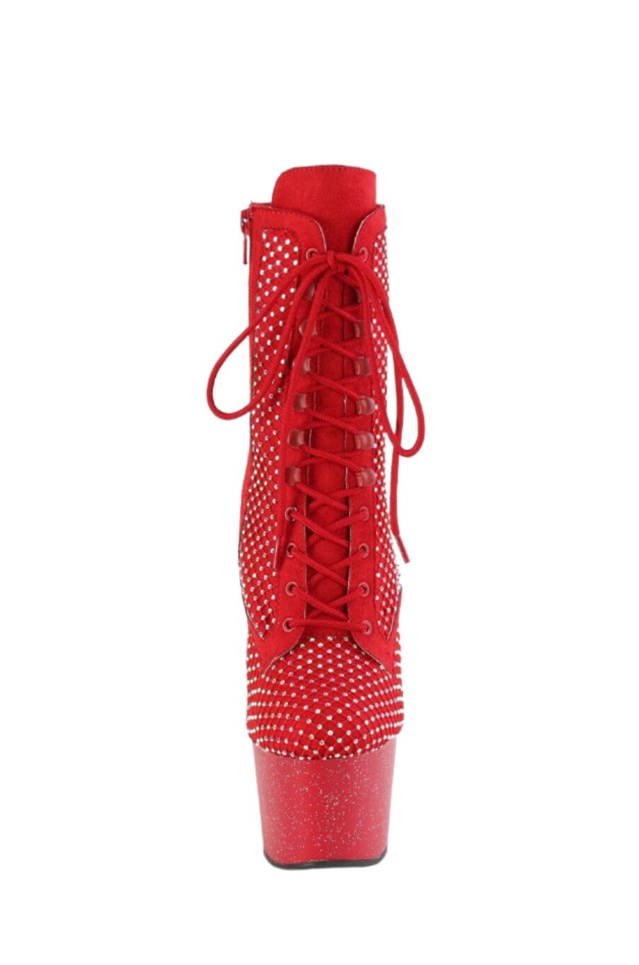 Pleaser  ADORE-1020RM Ankle Boot in Red Faux Suede