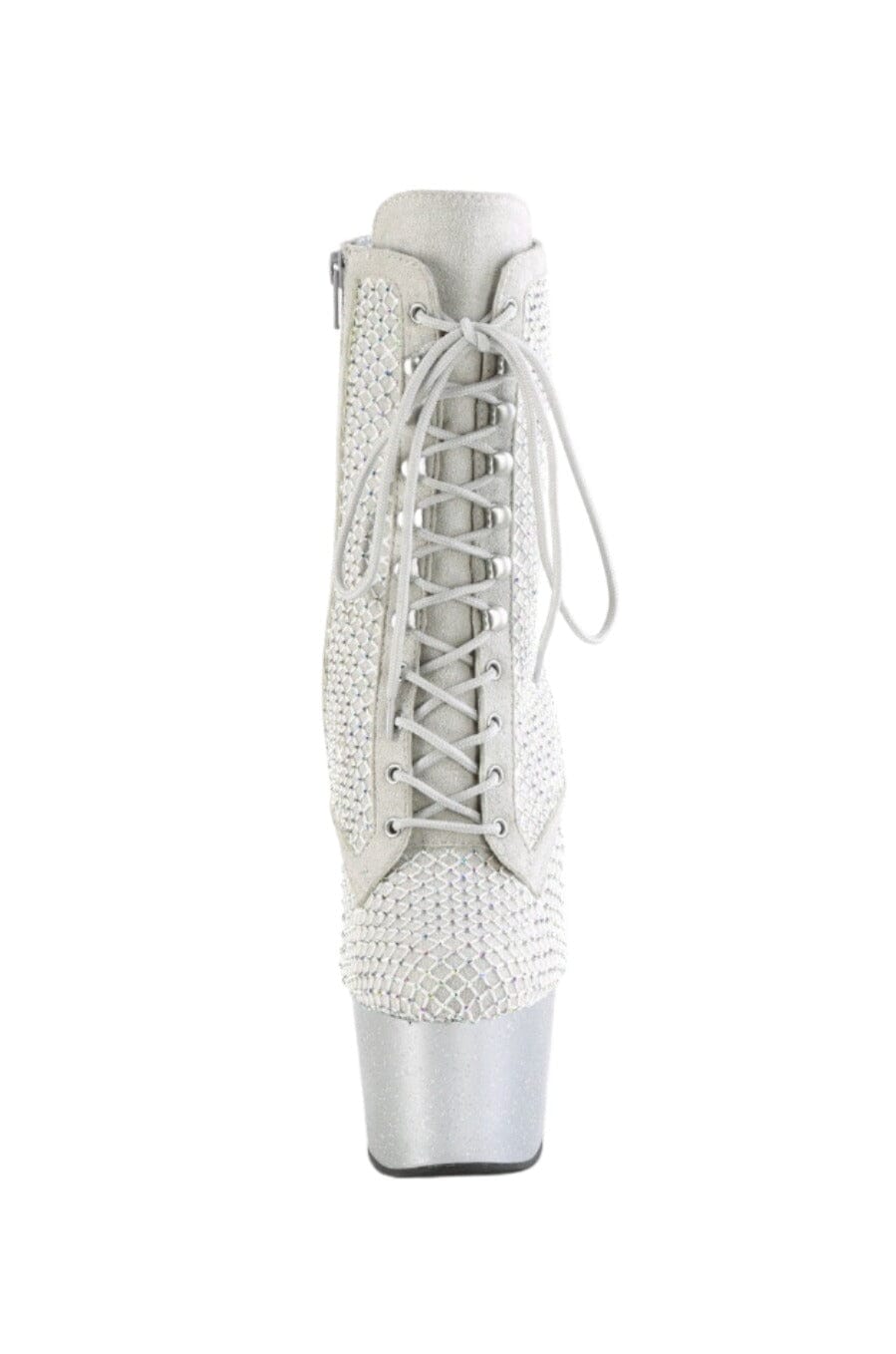 Pleaser  ADORE-1020RM Ankle Boot in Silver Faux Suede