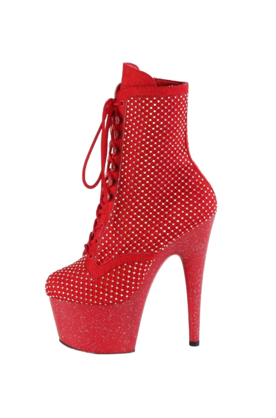 Pleaser  ADORE-1020RM Ankle Boot in Red Faux Suede