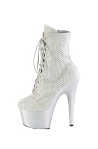 Pleaser  ADORE-1020RM Ankle Boot in Silver Faux Suede