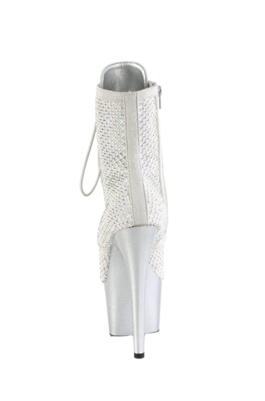 Pleaser  ADORE-1020RM Ankle Boot in Silver Faux Suede