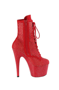 Pleaser  ADORE-1020RM Ankle Boot in Red Faux Suede