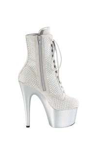 Pleaser  ADORE-1020RM Ankle Boot in Silver Faux Suede