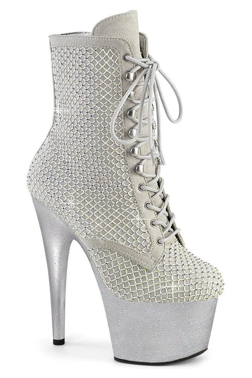 Pleaser  ADORE-1020RM Ankle Boot in Silver Faux Suede from SexyShoes.com