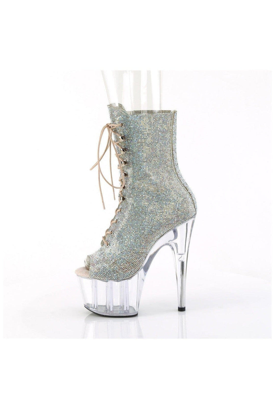 Pleaser  ADORE-1021C-RS Ankle Boot in Silver Faux Leather