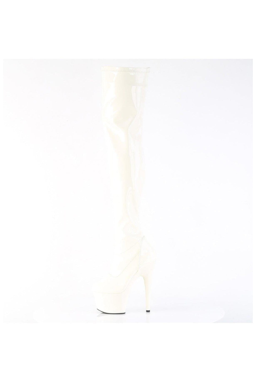 Pleaser  ADORE-3000 Thigh Boot in White Patent